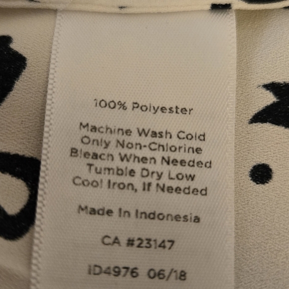 Talbots Smocked-Sleeve Bow Top Women's Size XL Casual Cottage Core Black/Cream - Picture 12 of 14